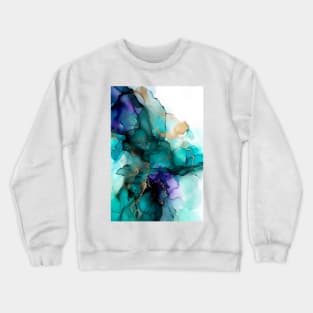 Teal Dreamland - Abstract Alcohol Ink Art Crewneck Sweatshirt